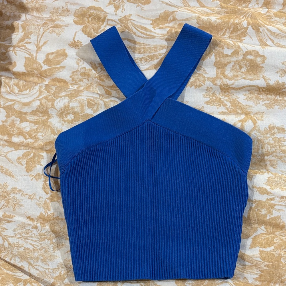 Aritzia Vibrant Blue Cross-Strap Crop Top
